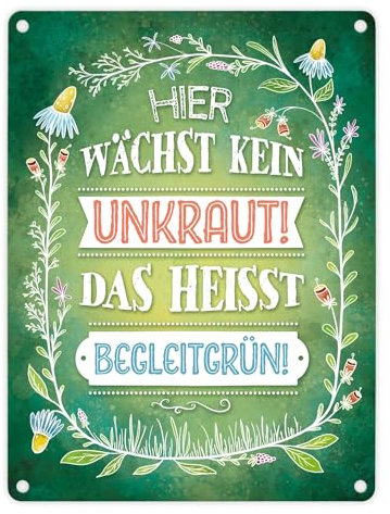 Hier wächste kein Unkraut Metallschild Gärtner Garten Blumen Pflanzen Natur Grün