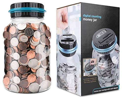 Hucha- Contador Digital de Hucha per EUR de Gran Capacidad de 1.8L con Pantalla LCD - Caja Fuerte de Batería para Niños Adultos, Olla de Ahorro de Monedas