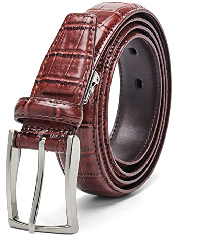 HNGM Herren-Gürtel Casual Herren Gürtel Krokodil Muster 3,0 cm Damen Gürtel Unisex Gürtel Schwarz Braun (Color : Brown)