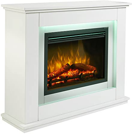 Endeavour Fires Castleton Electric Fireplace Suite 39 and Realistic Flame Effect Fire with 7day Programmable Remote Control In an Off White Surround