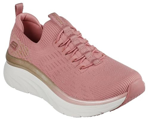 Skechers D'lux Walker - Let It Glow, Sneaker Donna, Oro Rose Knit Gold Trim, 38.5 EU