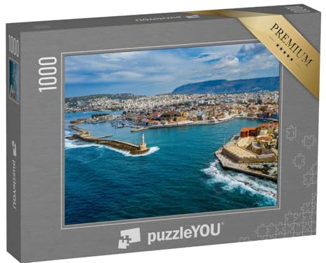 puzzleYOU: Puzzle 1000 Teile „Panoramablick von Oben auf die Stadt Chania, Insel Kreta, Griechenland“ – aus der Puzzle-Kollektion Kreta