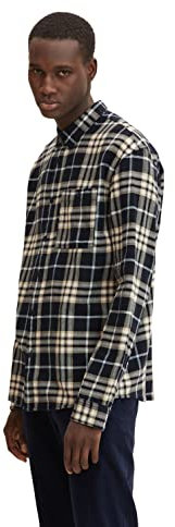 TOM TAILOR Denim Herren Hemd mit Karo-Muster 1032385, 30570 - Navy Big Twill Check, S