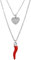 Collana Portafortuna Donna con Ciondoli Peperoncino Rosso e Cuore Argento Amore | Catenina doppio Filo Pendenti a forma di Cuore e Corno Cornetto | Doppia Fortuna