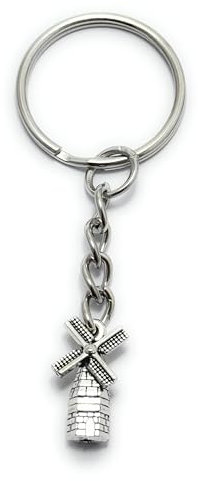 FizzyButton Gifts Windmill Charm Keyring Key Ring with Silver Tone Keychain