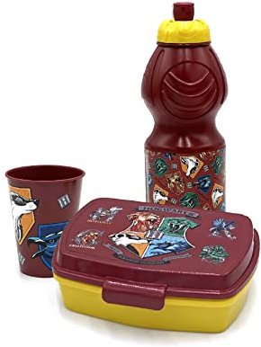 ICE TOYS Set merende porta pranzo plastica bottiglia da 400 ml 1 tazza 1 contenitore (Harrypoter)