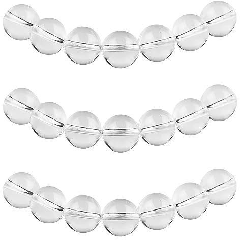 MJDCB Natural Round Stone Beads 8mm White Quartz Crystal Loose Gemstone Beads for Jewelry Making Bracelet Necklace 43pcs
