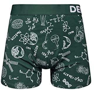 Dedoles Boxershorts Herren & Jungen Unterwäsche Trunks Baumwolle lustige Designs Dinosaurier Hamster Spiele Maulwurf Geschenk, Farbe Grün, Motiv Physik Gegen Chemie Unterhose, Gr. S