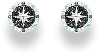 DUR Schmuck: Ohrring, Ohrstecker Kompassrose 2.0 10 mm, mit Zirkonia und Lavasand, O5451