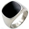 Bandring Silber, Ringe Herren Titan Stahl Flacher Siegelring mit Emaille Hochzeit Ring Geschenk Größe 65 (20.7)