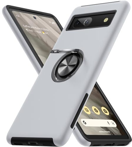 AOUIA für Google Pixel 7A Hülle mit 360° Magnetischer Drehbarer Ständer, [Fingerabdruck-resistent] [stoßfest] [Kratzfest] Kompatibel mit Google Pixel 7A (Silber)