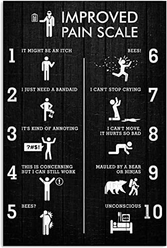 Vintage Metal Tin Signs Retro Signs Massage Therapist Improved Pain Scale Poster Gift Bar Pub Novelty Funny Celebration Courtyard Poster Garage Store Signs Metal Signs Art Wall Decor 20,3 x 30,5 cm