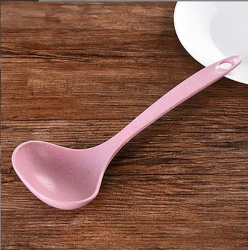 Eco-friendly Wheat Straw Spoons, Wheat Straw Soup Spoon, Soup Spoon for Cooking, Wheat Straw Cooking Spoons, Cooking Utensils (Pink)