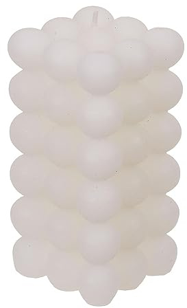 Kerze Echtwachskerze Stumpenkerze Bubble Weiß Wohndekoration Weihnachten Geburtstag Echtwachs Formkerze 6 x 12 cm