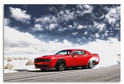 WELYK Hyper Auto-Poster für Dodge Challenger SRT Hellcat-Poster, dekoratives Gemälde, Leinwand, Wandposter und Kunstdruck, modernes Familienschlafzimmer-Dekor-Poster, 30 x 45 cm