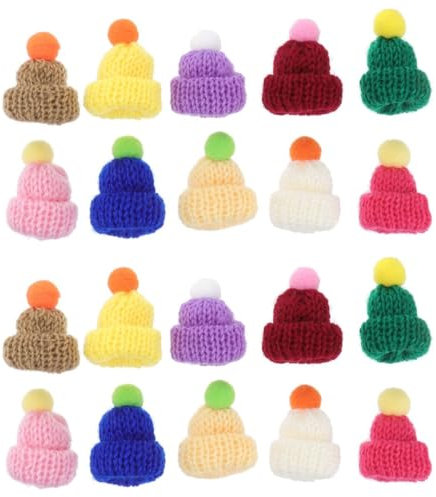 VALICLUD 20 Stück Strickmütze Bastelzubehör Mini Mützen Zum Basteln Dekozubehör Deko Hut für Eier, Flaschen und mehr