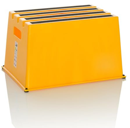hjh OFFICE Tritthocker bis 150kg belastbar TIO-E1 Kunststoff, Rutschfester Tritt, Schemel für Zuhause und Gewerbe, 31 x 52,5 x 37,5 cm, Gelb