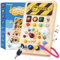 Pmgud Busy Board Montessori Activity Board a Partire da 1 Anno Giocattolo Montessori in Legno con 8 interruttori, 15 luci a LED, 6 musiche per Neonati e Bambini Piccoli Educazione sensoriale