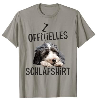 Offizielles Schlafshirt Bearded Collie Hund Schlafanzug T-Shirt