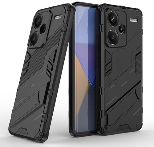UPLAI Funda para Xiaomi Redmi Note 13 Pro+ Plus 5G, Ultra Delgado Antigolpes Armadura Carcasa con Soporte Oculto, Duro PC + Suave TPU Duradero Estuche Caso.Negro