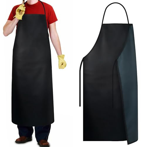 Upgraded 44 Waterproof Apron, Aprons for Men Women Heavy Duty Work, Chemical Acid Stain Oil Resistant PVC Aprons, Industrial Workshop Labor Work Rubber Apron for Kitchen Butcher Pet Shop Car Wash