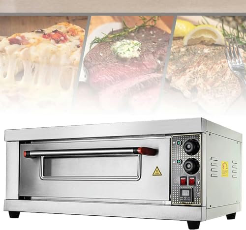 PIKETU Horno de Pizza eléctrico Comercial de 3200 W, Horno de Pizza portátil al Aire Libre, Horno Tostador de Aperitivos de Acero Inoxidable de 50-400 °C, para Restaurante en casa