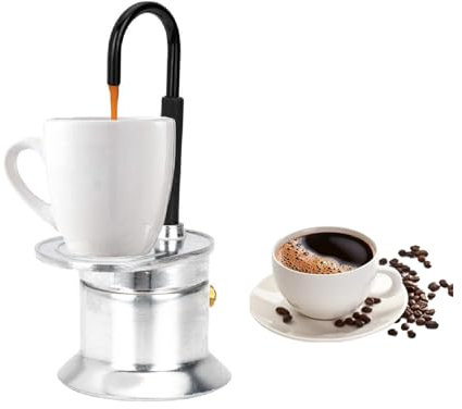 Topyond Moka a Tubo Singolo 1 Tazza, 50ml Moka Elettrica Piano Cottura Con Beccuccio in Lega Di Alluminio, Caffettiera Acciaio, Caffettiera 1 Tazza per Induzione per Feste All'aperto E Viaggi