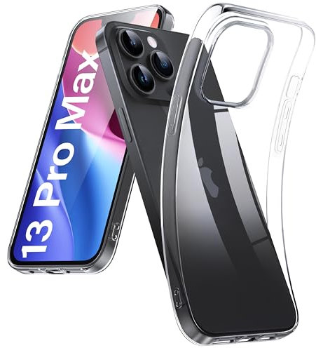 DOSMUNG Klar Hülle für iPhone 13 Pro Max (6.7), Flexible Minimalistische Silikonhülle Weiche Case Stoßfeste Kratzfestigkeit Handyhülle für iPhone 13 Pro Max, Durchsichtig