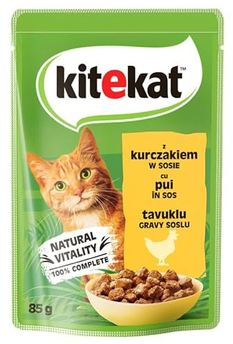 KITEKAT Portionsbeutel mit Huhn in Sauce Nassfutter für Katzen 10x85g