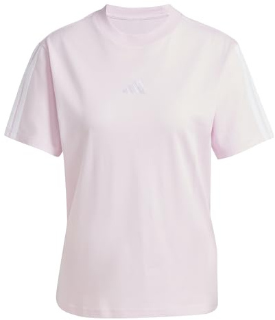 adidas Femme Essentials 3-Stripes Sleeve Cotton Shirt, Clear Pink/White, M