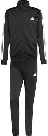 adidas Herren SPORTSWEAR BASIC 3 STRIPES TRICOT TRACKSUIT, Black, S Tall