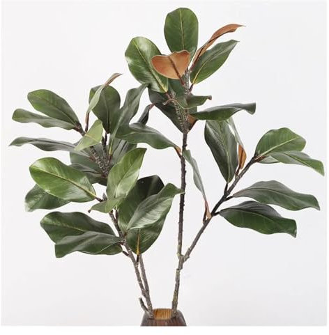 Aqxyxsw Planta de Magnolia Artificial Hecha a Mano, 2 Tenedores, Rama de árbol de Magnolia Grande de imitación, Hojas de Goma de 110cm, Plantas Artificiales for Dormitorio fangzi