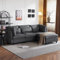 Merax Dreisitzer-Sofa Wohnzimmersofa Ecksofa mit Fußhocker, L-förmiges Ecksofa Grau