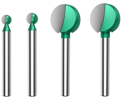Junterone 4 Pièces 6mm Boule Nez Rond Sculpture Bit Cove CNC Fraise Boule Fin Rainure Routeur Bits Carbure Outils de Travail Du Bois