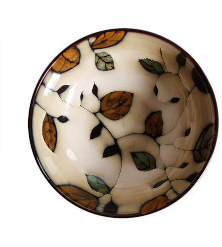 WJUHYGTF Vintage Handbemalt Keramik Salat Schüssel, Japanisch Stil Persönlichkeit Ramen Tiefe Suppe Große Schüssel Pasta Teller Suppenteller,Braun