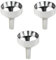 Moguri 3 piccoli imbuti per riempire bottiglie, mini imbuto in metallo, imbuto in alluminio per vasi di vino di liquidi, cosmetici, diametro apertura 1,8 cm