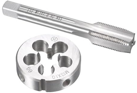 TOP-VIGOR M13 x 1 mm metrisches Gewindeschneider-Set, Maschinengewindebohrer mit rundem Gewindeschneider, robustes Gewindebohrer- und Schneideisen-Set für Heimwerker, Reparatur, Schneiden von Außen-
