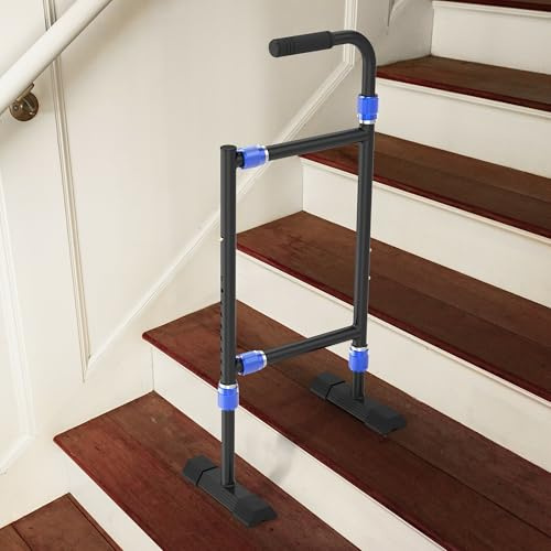 Support Way Treppensteighilfe aus Aluminium, für ältere Menschen mit verbreiterter Basis, verstellbare Höhe, stabiler Treppenstock, geeignet für ältere Menschen