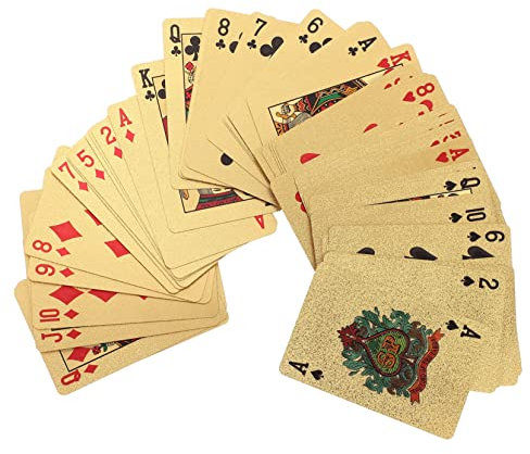 CORHAD Poker Karten PVC Goldfarbenes Deck Tischspielkarte Party Unterhaltungsspielkarte Für Poker Camping Strand