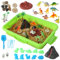 sikmcle Set de arena mágica con dinosaurios, juguete para niños, kit de juego con dinosaurios y arena para niños, relleno para caja sensorial y actividades para niños y niñas de 3 a 6 años y mayores