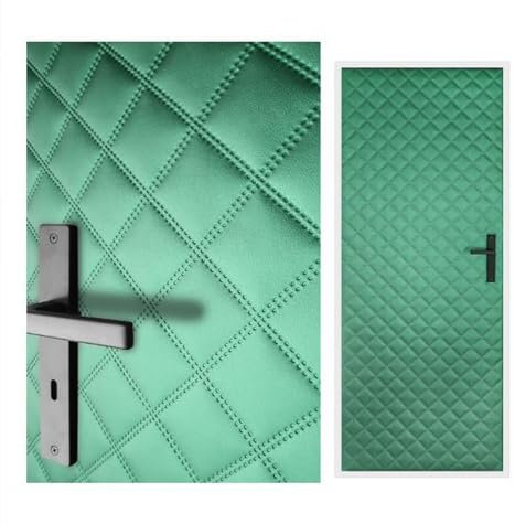 Türverkleidung 115x215 cm Türpolsterung Schallschutz Komplettpaket XXL Wärmedämmung Tür Reparatur für Innentüren Kunstleder Steppung 7x7 cm (Grün)