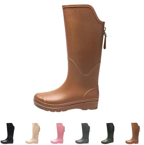 Botas de Agua para Mujer, Botas de Lluvia Altas con Cremallera, Impermeables, a la Moda, Antideslizantes, Transpirables, Zapatos de Jardín, Botines de Goma