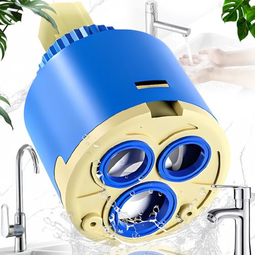 SoundZero Cartouche de rechange en céramique, Cartouches en céramique de 35 mm, Cartouche de rechange pour robinet de salle de bain, Cartouche en céramique pour cuisine de bain 35 mm (Bleu)