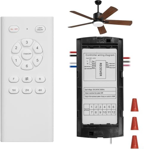 Receptor de control remoto para ventiladores de techo 6 atenuadores con temporizador y control de luz (B)