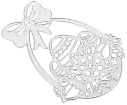 DIYEAH Ostereier-kohlenstoffstahl-messerform Kartenherstellung Holtz Sterben Schneidwerkzeug Stanzformen Ostern Stanzform DIY Dekorative Schablone Bastelvorlage Stanzschablonen Silver