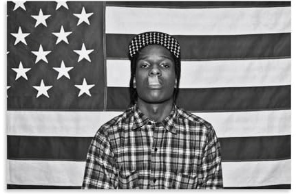ZCHLATGDE ASAP_Rocky Flag Black Singer Poster Dekorative Malerei Leinwand Wandkunst Wohnzimmer Poster Schlafzimmer Malerei,Wandkunst Bilddruck Moderne Familienzimmer Dekor 24x36inch(60x90cm)