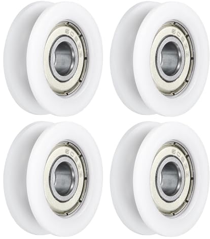 QUARKZMAN 4 Stück U608ZZ POM Riemenscheibe U-Nut Kugellager 8 x 30 x 10mm U-Nut Rollenrad (GCr15) Chromstahl Lager, Weiß