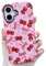 MINSCOSE Kirsche Print Phone Hülle für iPhone 16 Hülle,Luxus Girly Niedlich Bow Trendy Muster,Slim Thin Hard Plastic Soft Silicone Cover für Frauen Mädchen für iPhone 16-Rosa