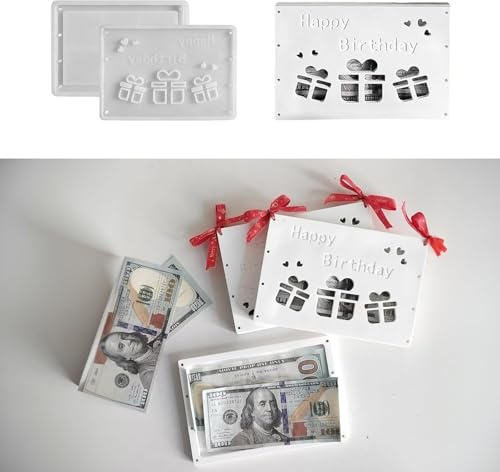 Silikonformen Gießformen Geldgeschenk, 2er Set Silikonform Happy Birthday für DIY Geburtstagsgeschenk
