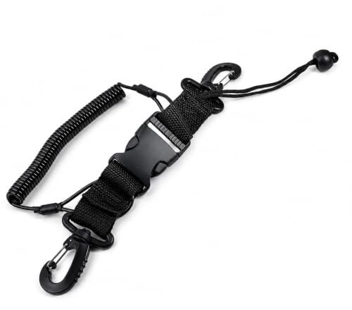 leruiyezs Buceo Accesorios con Cordón Espiral De Seguridad para Cámara Submarina, Mosquetón Buceo con Hebilla De Liberación Rápida, Extensible hasta 150 cm, para Equipo De Buceo Y Submarinismo (2)